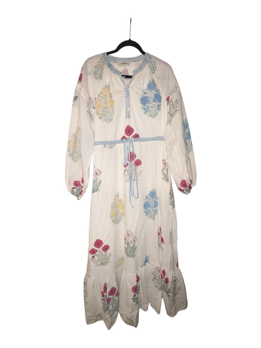 Nibi MTK Joel Floral Maxi Dress 100% Cotton  w Pockets Coastal